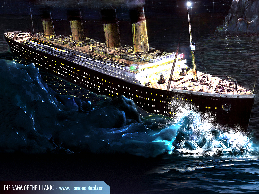 dibujo del Titanic
        chocando contra el iceberg